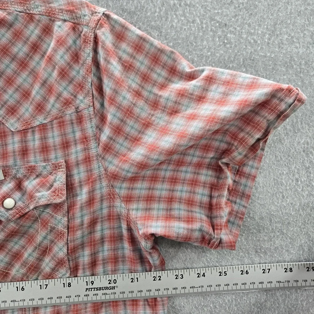 True Religion Men Button Up Shirt XXXL Red‎ Plaid Rocky Western